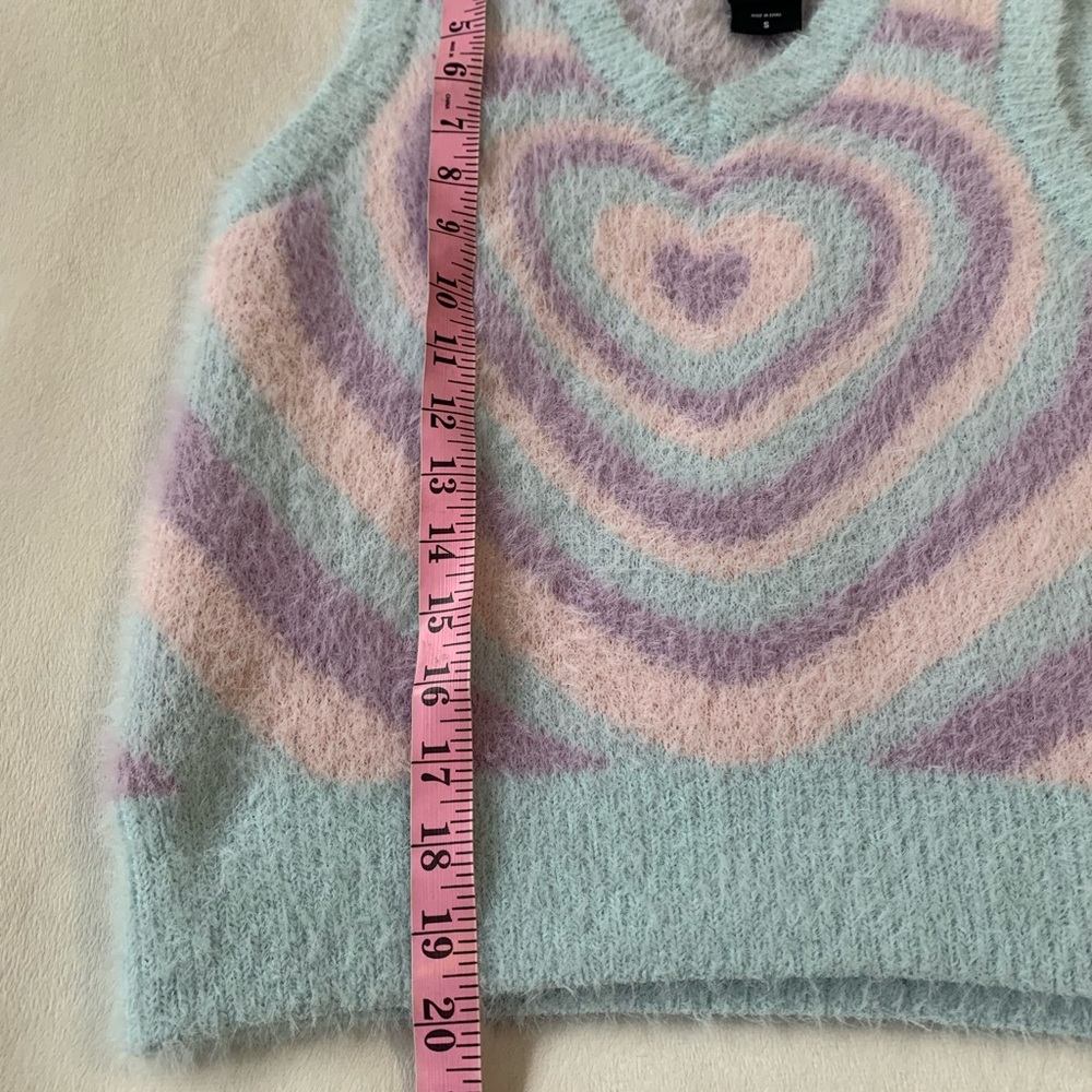 SWEET SOCIETY Hot Topic ladies, pastel hearts, sweater, vest size Small VVGUC+++ - Picture 10 of 11